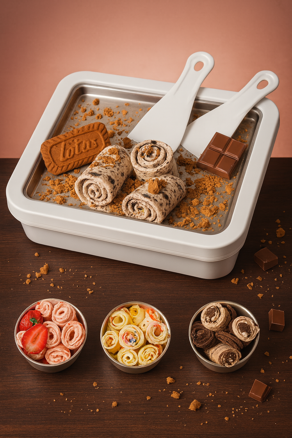Ice Cream Maker Pan with 2 Scrapers Ice Cream Maker Plate Multifunctional Cold Sweet Fried Food Plate Rolled Ice Cream Maker