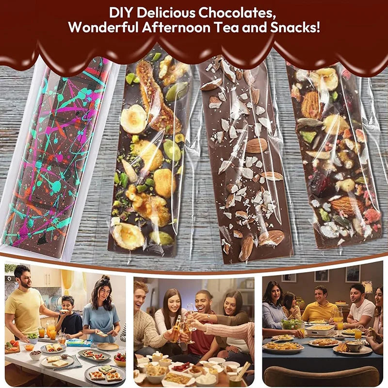 Deep Chocolate Bar Mold Silicone Dubai Pistachio Chocolate Bar Thick Mold for Stuffed Bar, Large Candy Bar Mould for Filling