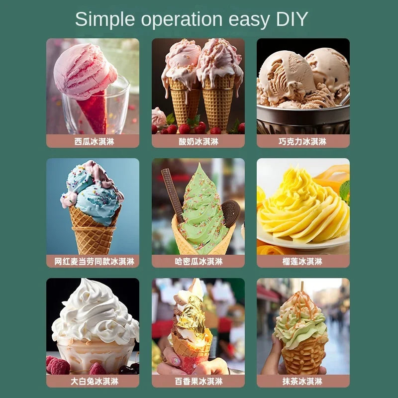 Ice Cream Machine Small Homemade Automatic, Household Mini Fruit Ice Cream Machine Children's DIY Cone Ice Cream Machine
