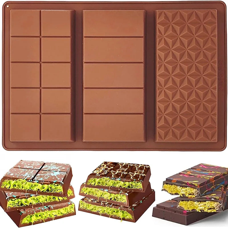Deep Chocolate Bar Mold Silicone Dubai Pistachio Chocolate Bar Thick Mold for Stuffed Bar, Large Candy Bar Mould for Filling