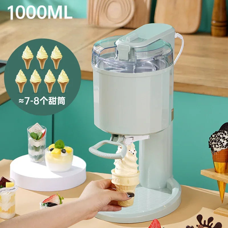 Ice Cream Machine Small Homemade Automatic, Household Mini Fruit Ice Cream Machine Children's DIY Cone Ice Cream Machine